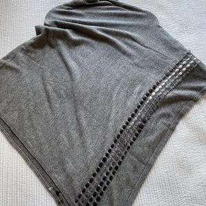 Cashmere Mixed Grey Knit Poncho